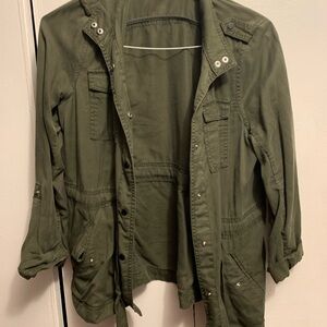 LOFT button down Top/Jacket in Olive Green